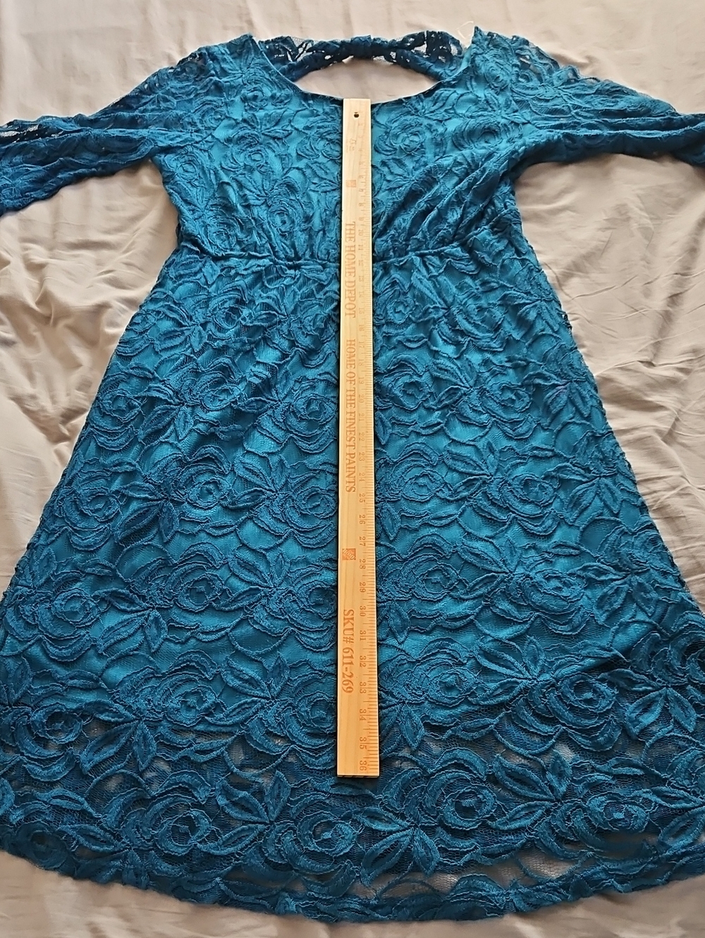 Teal Blue Lace Midi Dress - Picture 8 of 8
